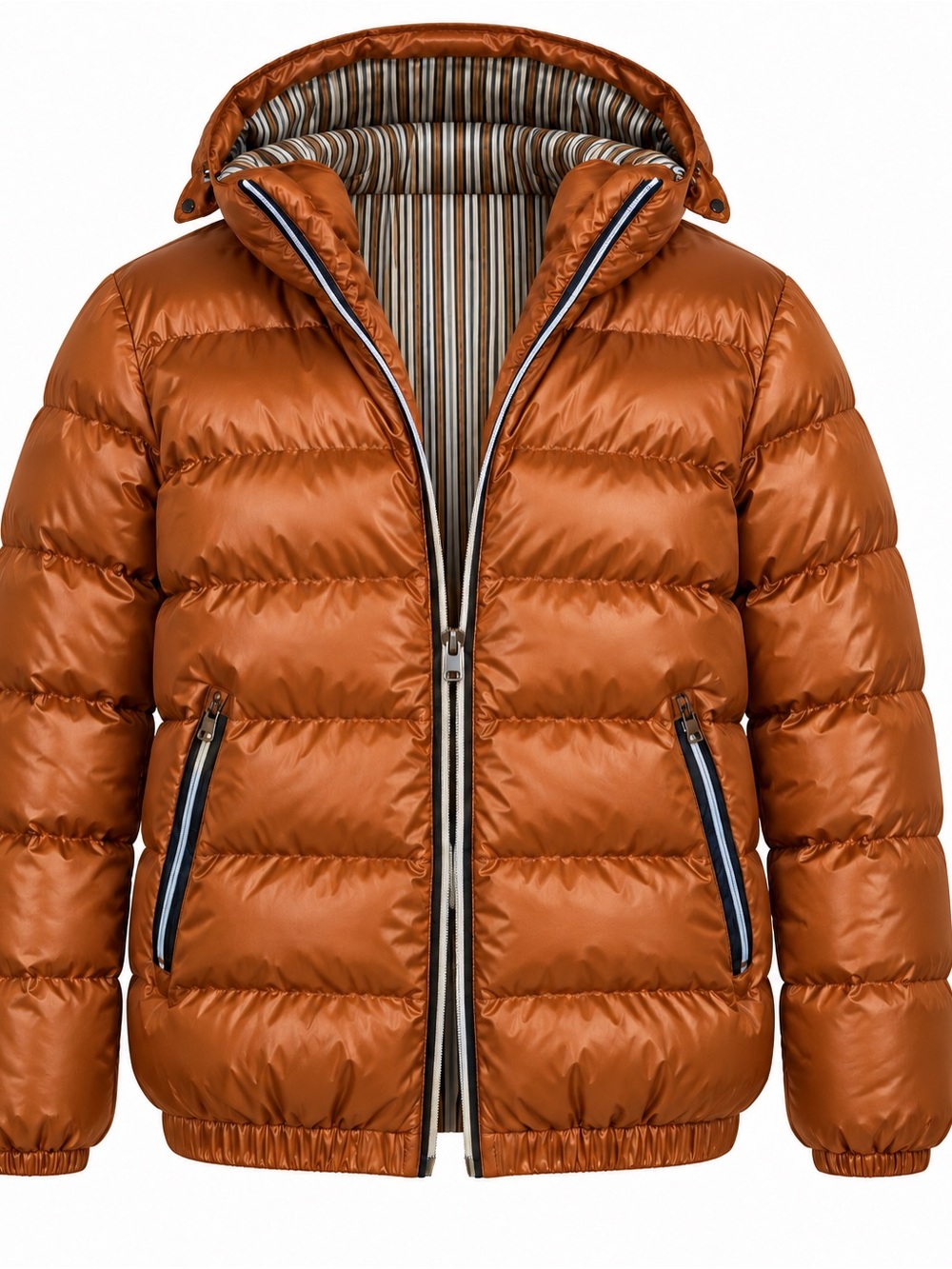Men's Quilted Puffer Jacket in Burnt Orange